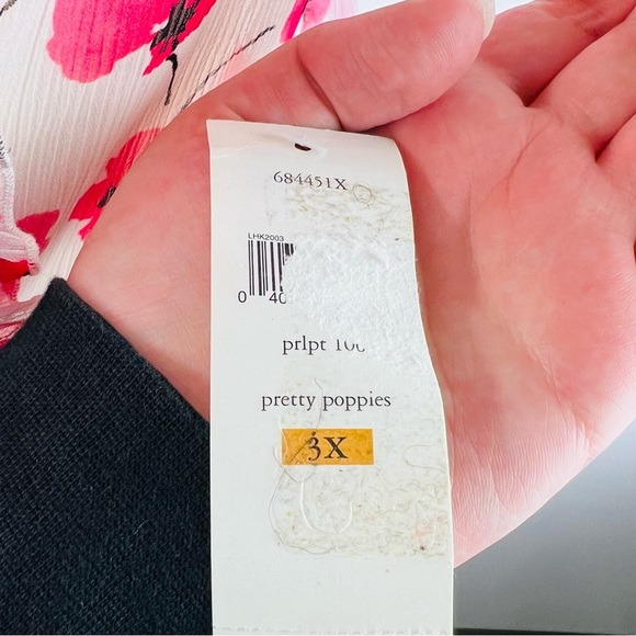 Oscar De La Renta Floral Sheer Ruffle Pretty Poppies 3X Pink Label Robe - Picture 11 of 11